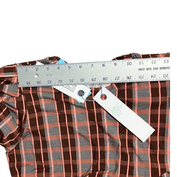 Tanya Taylor Burgundy Plaid Puff Sleeve Midi Dress Womens L Holiday Preppy - Picture 7 of 13